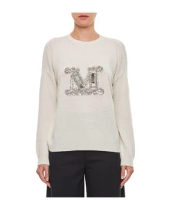 Max Mara Embellished M Crewneck Sweater