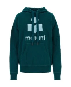 Petrol Blue Cotton Blend Mansel Sweatshirt