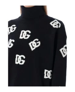 Dolce & Gabbana Virgin Wool Turtleneck With Inlaid Dg Logo -Femme Mode Shop b6da111c54d23203635625afc42c6cde