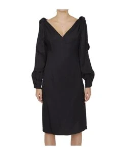 Bottega Veneta Knot Detailed Midi Dress