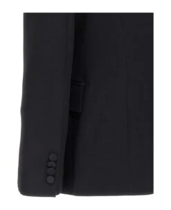 Alexander McQueen Double-breasted Blazer With Satin Details -Femme Mode Shop bf1ad08d2d21fb4d0dcc8a70f3430053