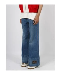 Gucci Label Denim Flare Trousers -Femme Mode Shop c017ec570db24b22ecff05c26dcda591