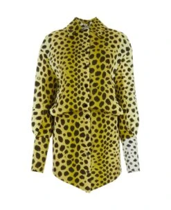 Printed Satin Silvye Mini Shirt Dress