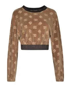 Dolce & Gabbana All-over Logo Cropped Sweatshirt