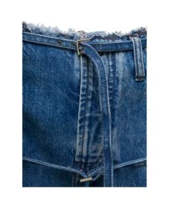 Jacquemus 'le De Nimes Caraco' Light Blue Jeans With Strap Details And Raw Waist In Cotton Denim Woman -Femme Mode Shop c5d4a0d23bee59aadf9ca8d786ef6066