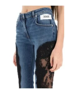 Dolce & Gabbana Slim Fit Jeans With Lace Inserts -Femme Mode Shop c62ea93a06e2e05f9d14d3bb86102a82