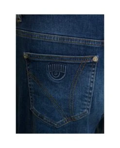 Chiara Ferragni Blue Five-pocket Style Jeans With Logo Embroidery In Cotton Denim Woman -Femme Mode Shop c72e72cc5f2d7972a0d4165d25caa663