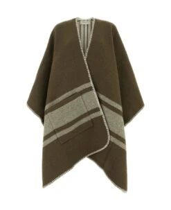 Golden Goose Olive Green Wool Blend Davie Cape