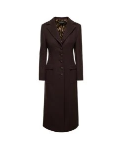 Dolce & Gabbana Brown Slim Single-breasted Coat With Branded Buttons In Wool And Cashmere Woman
