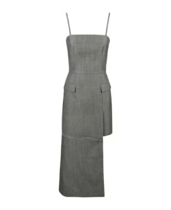 Alexander McQueen Rear Zip Uneven Long Dress