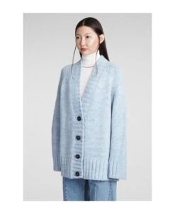 Maison Margiela Cardigan In Cyan Wool -Femme Mode Shop cd64575608d33c9af6b89102a55eccb4