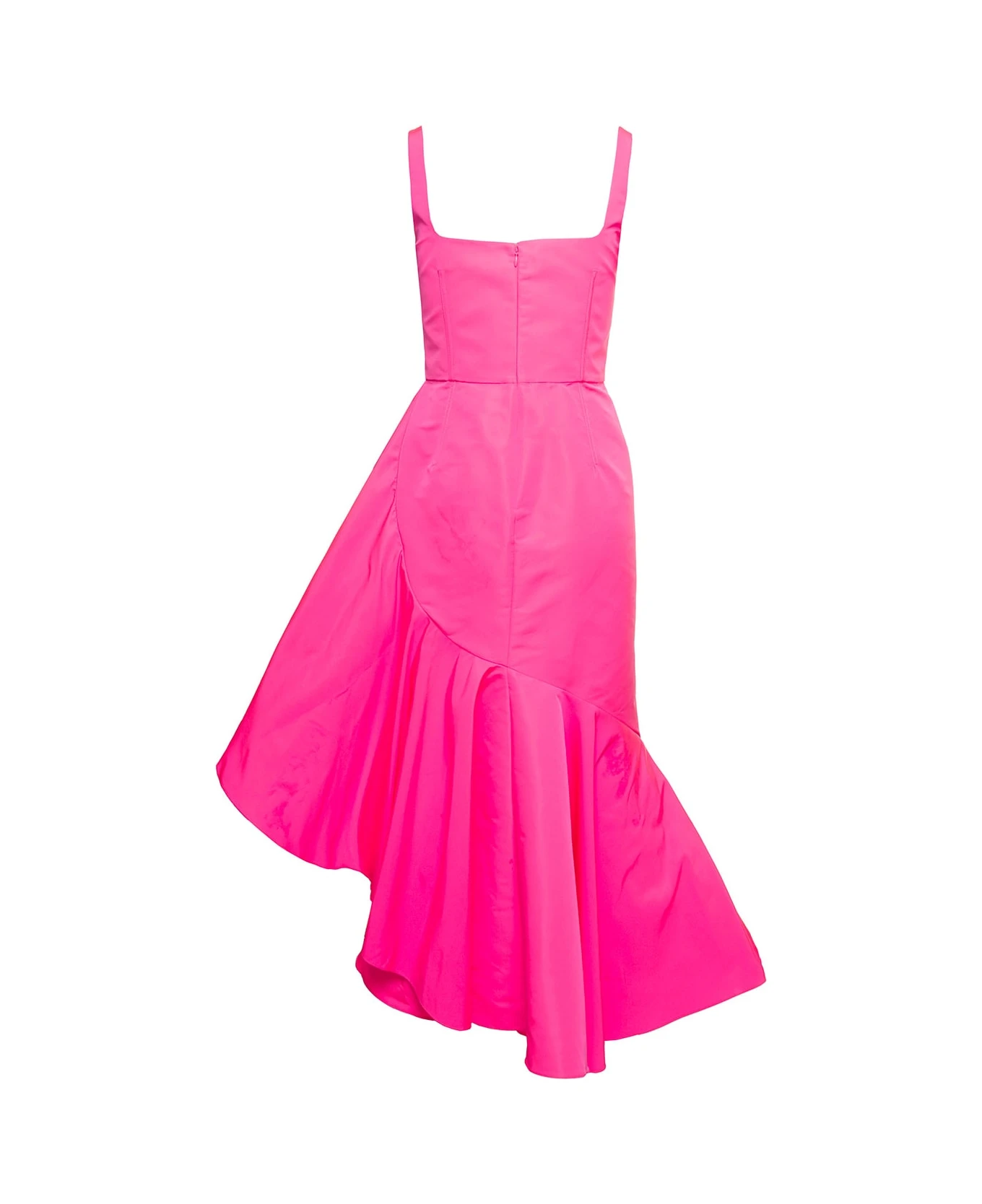 Alexander McQueen Maxi Fuchsia Dress With Square Neckline And Maxi Ruffle In Polyfaille Woman 4 Alexander McQueen Maxi Fuchsia Dress With Square Neckline And Maxi Ruffle In Polyfaille Woman - Image 2