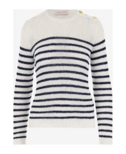 Valentino Technical Jersey Pullover With Striped Pattern -Femme Mode Shop dbc46254a8fbdd97ae83839ca1f40794