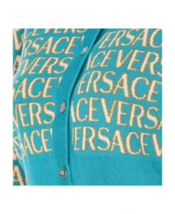 Knitted Versace Allover Cropped Cardigan -Femme Mode Shop dc3751fa202ab650760d944fc451fbb0