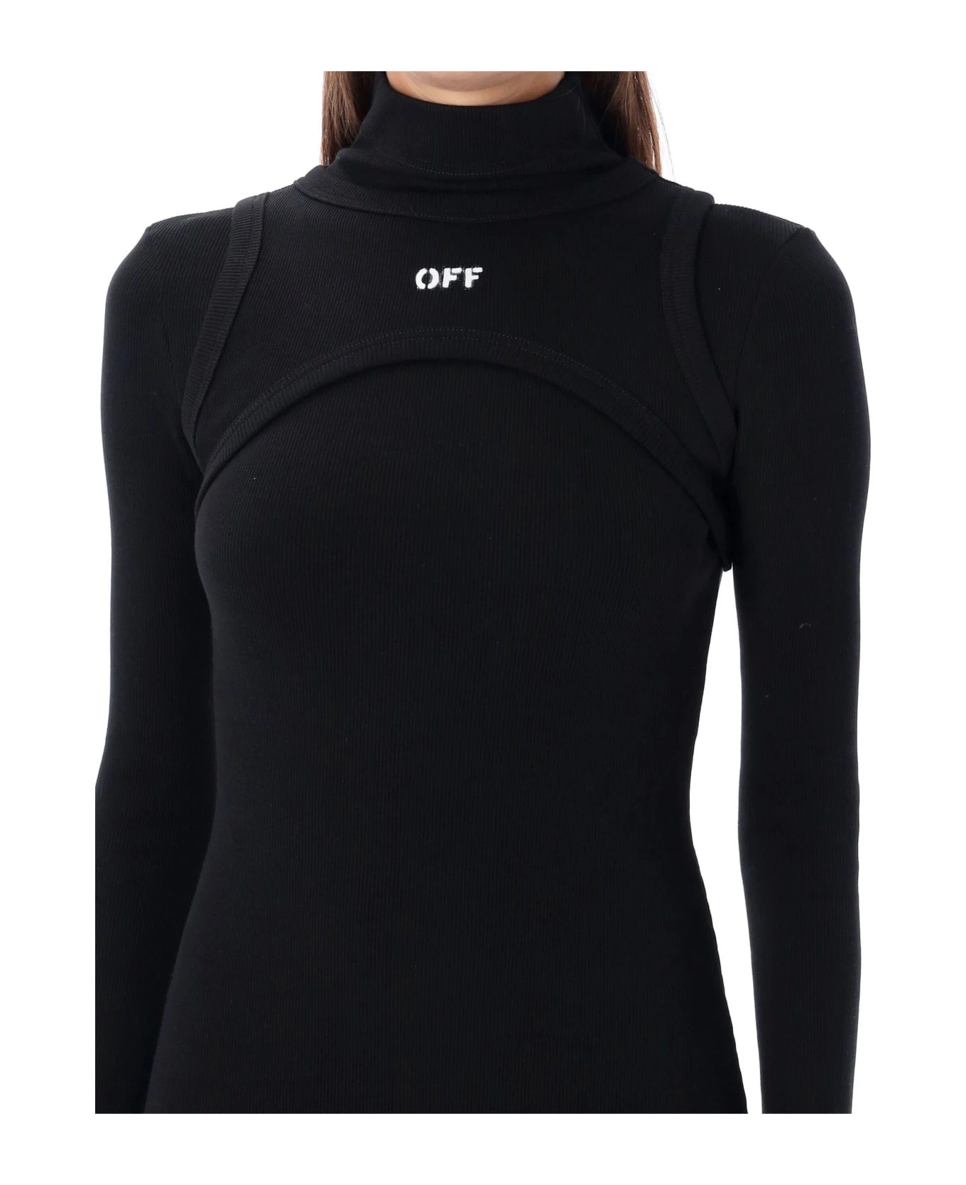 Off-White Rib Round Long Dress 5 Off-White Rib Round Long Dress - Image 3