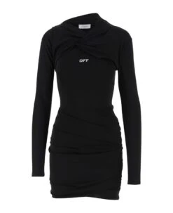 Off-White Stretch Viscose Draped Dress