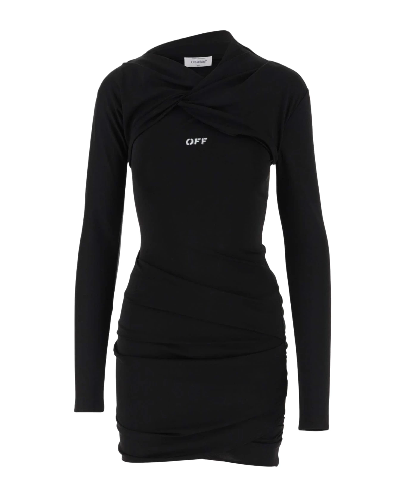 Off-White Stretch Viscose Draped Dress 3 Off-White Stretch Viscose Draped Dress