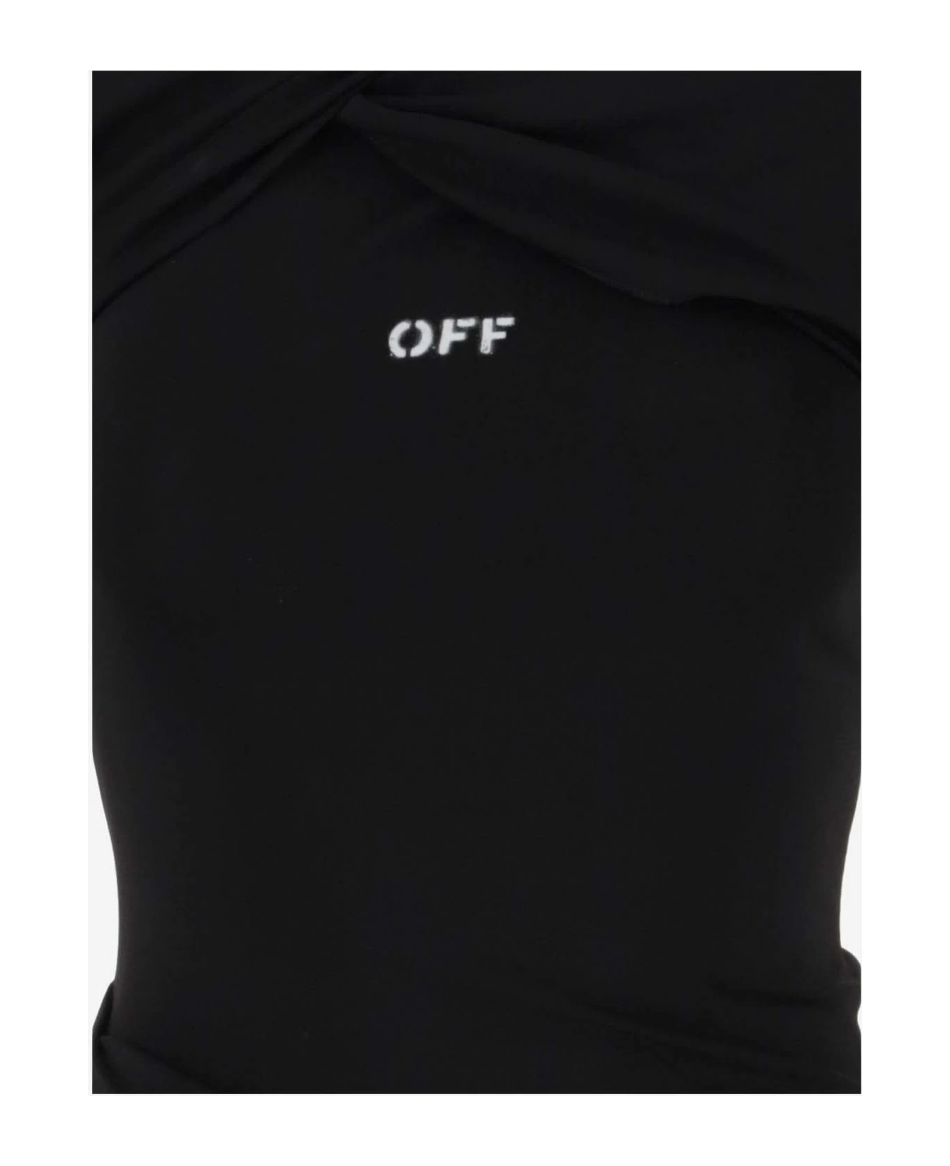 Off-White Stretch Viscose Draped Dress 5 Off-White Stretch Viscose Draped Dress - Image 3