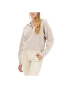 Benny Half-zipped Knitted Jumper -Femme Mode Shop f66ee0fefd08009fe5b0f3de1c1555ad