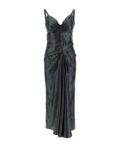Maison Margiela Long Dress In Poly Moiré